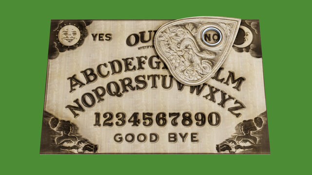 ouija table isolated on green background