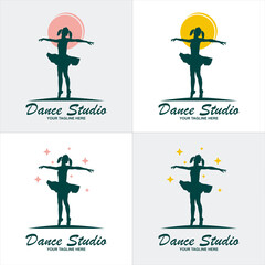 Ballet Dance Studio Logo template element symbol with luxury gradient color