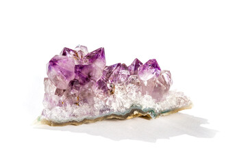 Amethyst gemstone on a white background