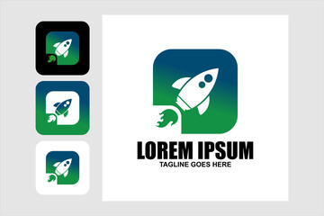 Rocket Logo. Colorful Low Poly Rocket Logo Design