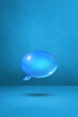 Blue speech bubble on cyan vertical background
