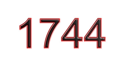 red 1744 number 3d effect white background