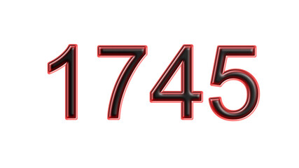 red 1745 number 3d effect white background