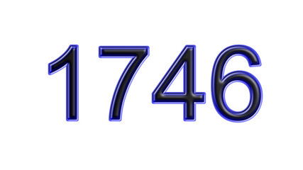 blue 1746 number 3d effect white background