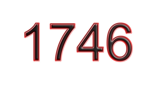 red 1746 number 3d effect white background