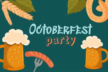 Oktoberfest festive banner background. German event beer festival.