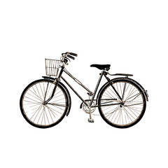 Fototapeta na wymiar Bicycle with basket. Black and white illustration ink. Vector illustration