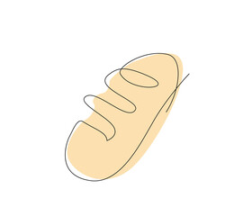 One line bread. Continuous line loaf. baguette minimalistic design. bakery line art. Cafe good morning pastry. design vector. breakfast