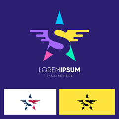 Letter S Star or with Wing Logo Design Vector Icon Graphic Emblem Illustration