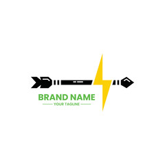 lightning arrow logo concept. flat, modern, combination, simple and line style. suitable for logo, icon, symbol and sign. such as businesses in the field, expedition, speed and insurance logo