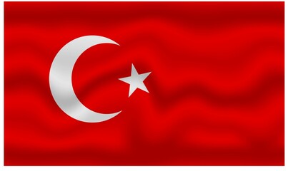 Turkey flag turkish waving red and white flag with star Turkiye symbol and icon