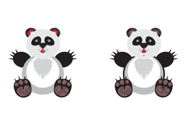 Illustration of a panda. Spot the differences in animals. Print on paper. Vector illustration