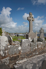 Fototapeta na wymiar Thombstones at Graveyard. Cemetry. West coast Ireland.