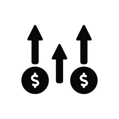 Black solid icon for prix increase