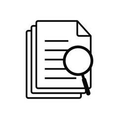 File search icon, document search, vector isolated. Document with magnifier loupe business concept.