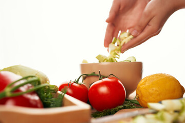 fresh vegetables slicing kitchen healthy food