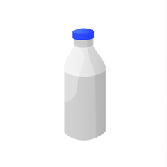Milk bottle in cartoon style on white background