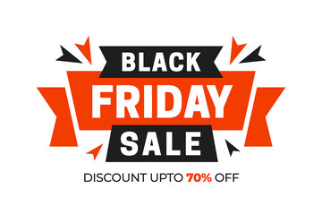 Black friday sale with red  & black ribbons on white background