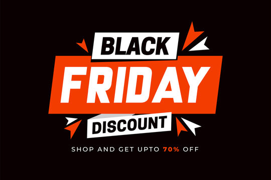 Black friday sale with red & white ribbons on black background