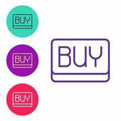 Set line Buy button icon isolated on white background. Financial and stock investment market concept. Set icons colorful. Vector