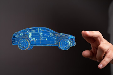 Wireframe rendering of autonomous electric car