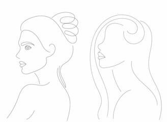 portrait of a girl drawing by one continuous line