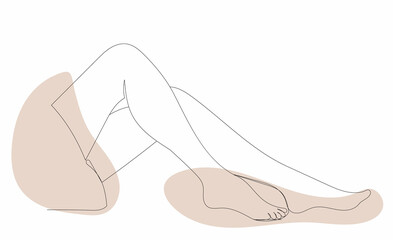 female legs drawing by one continuous line, isolated