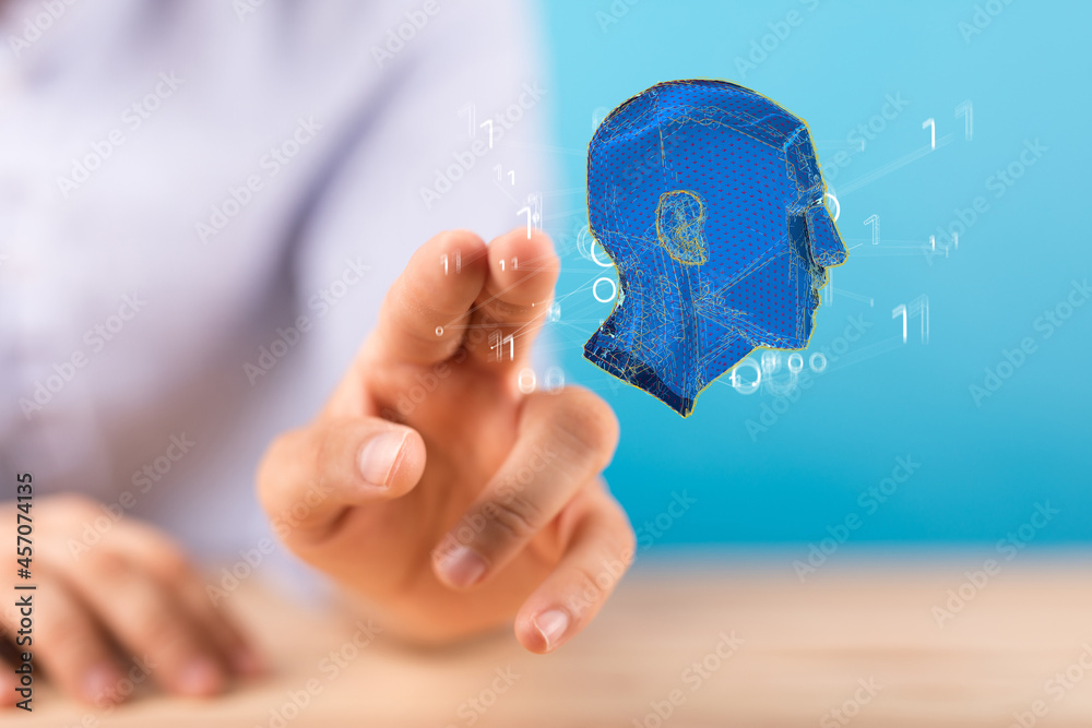 Poster human head and brain.deep learning , machine learning and artificial intelligence , ai technology,