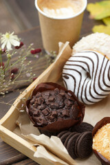 Donuts, drink and other delicious food