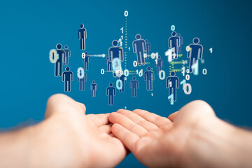 Digital technology background. Network connection dots and lines.