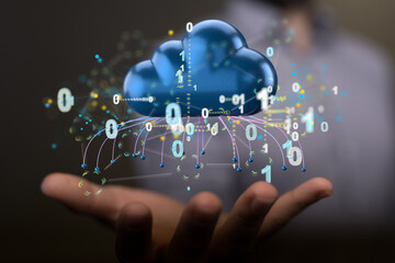 database data Cloud technology. Integrated digital web concept background