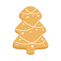 Christmas tree shaped gingerbread. Vector illustration.