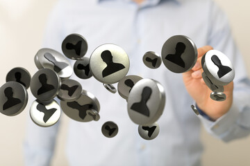 Business people silhouettes network team
