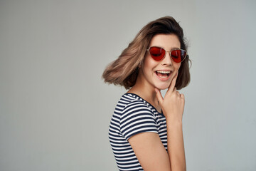 woman with glasses light background Lifestyle