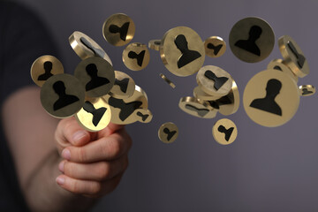 Business people silhouettes network team