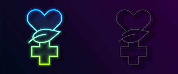 Glowing neon line Ethnoscience icon isolated on black background. Gardening, ethnoscience and organic concept. Vector