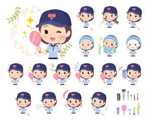 美容に関する郵便配達員女性のセット