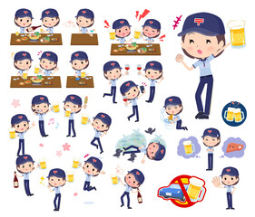 お酒に関する郵便配達員女性のセット