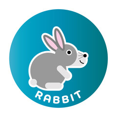 Happy Rabbit - funny cartoon animal. Children character. Simple vector illustration with dropped shadow.