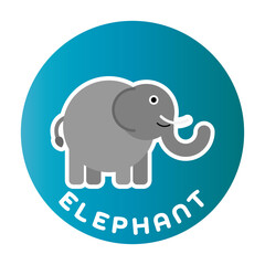 Happy Elephant - funny cartoon animal. Children character. Simple vector illustration with dropped shadow.