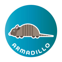 Happy Armadillo - funny cartoon animal. Children character. Simple vector illustration with dropped shadow.