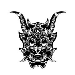 Hand drawn black and white tattoos artwork devil satan beast vector Illustration