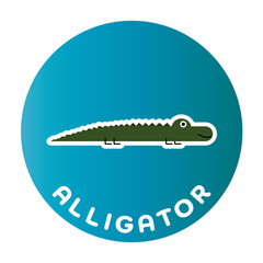 Happy Alligator - funny cartoon animal. Children character. Simple vector illustration with dropped shadow.