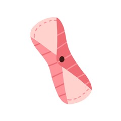 Reusable menstrual pad for feminine hygiene during menstruation period. Eco cloth sanitary napkin. Foldable intimate towel. Colored flat graphic vector illustration isolated on white background