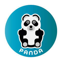 Happy Panda - funny cartoon animal. Children character. Simple vector illustration with dropped shadow.