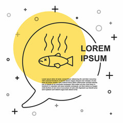 Black line Dead fish icon isolated on white background. Rotten fish. Random dynamic shapes. Vector