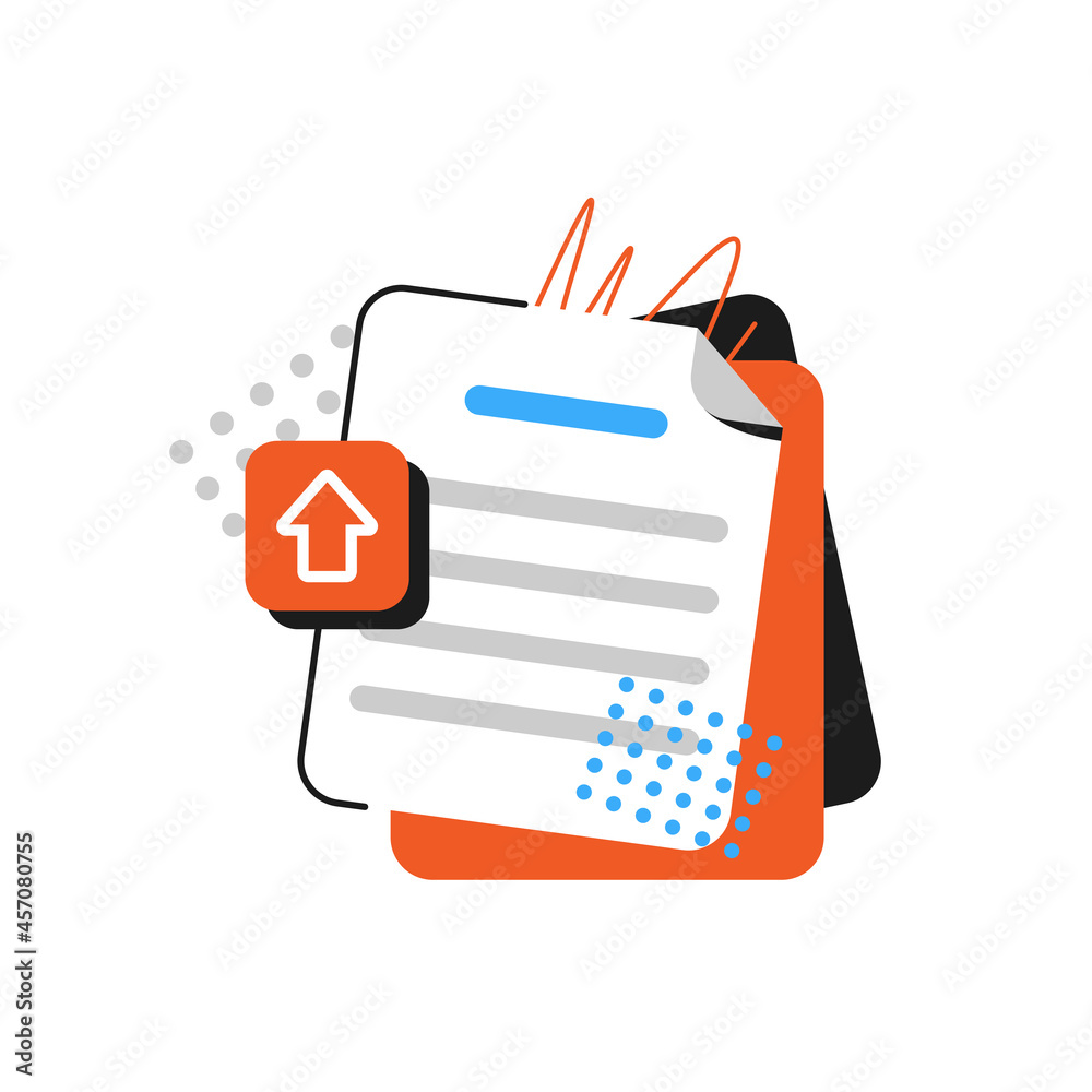 Poster uploading office file flat icon with gradient style. uploading office document icon. file upload tas
