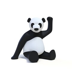 Panda assis sur fond blanc - illustration 3D