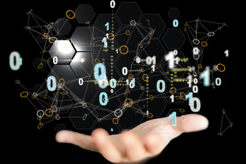 Digital technology background. Network connection dots and lines.