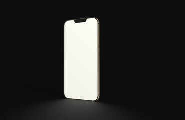 Smartphone frameless blank screen mockup template black background